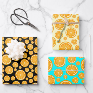 Summer Orange Slice Citrus Fruit  Wrapping Paper Sheet