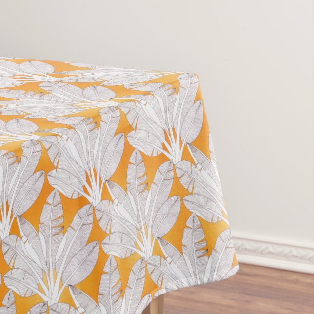 Summer Orange Tropical Forest Leaves Tablecloth (In Situ)