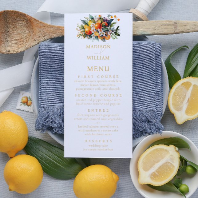 Summer Orange Wedding Personalised Menu (Creator Uploaded)