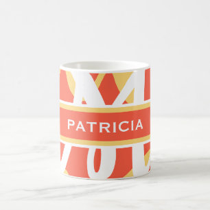 Summer Orange White Monogram Personalized Coffee Mug