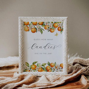 Summer Oranges Baby Shower How Many Candies Poster