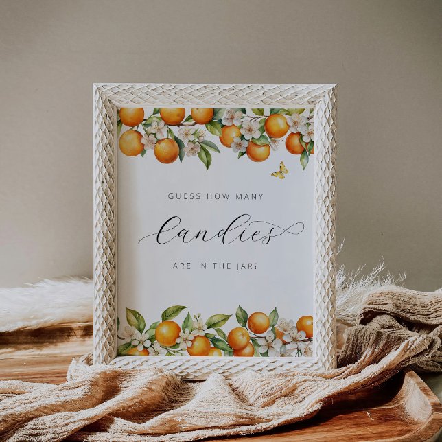 Summer Oranges Baby Shower How Many Candies Poster (Creator Uploaded)