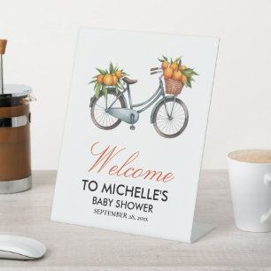 Summer Oranges Citrus Fruit Baby Shower Welcome    Pedestal Sign