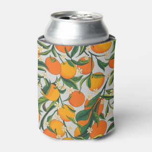 Summer Oranges Citrus Fruit Floral Pattern  Can Cooler