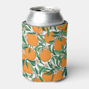 Summer Oranges Citrus Fruit Floral Pattern  Can Cooler