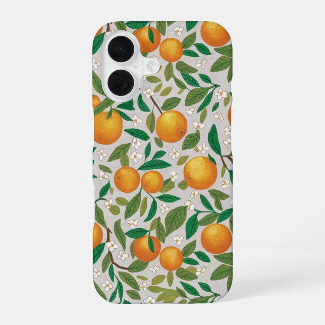 Summer Oranges Citrus Fruit Floral Pattern  iPhone 16 Case (Back)