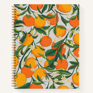 Summer Oranges Citrus Fruit Floral Pattern  Notebook