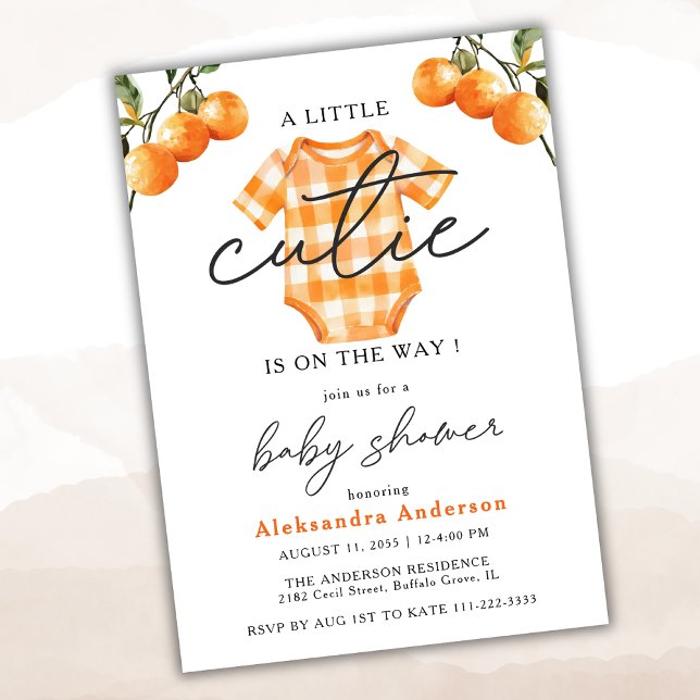 Summer Oranges Cute Bodysuit Baby Shower Invitation (Creator Uploaded)
