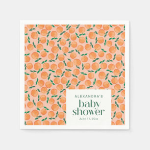 Summer Oranges Fruit Pink Baby Shower Custom Napkin
