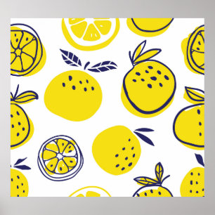Summer Oranges: Stylish Fruit Pattern. Poster