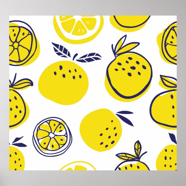 Summer Oranges: Stylish Fruit Pattern. Poster (Front)