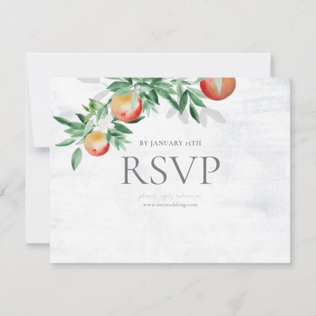 Summer orchard bountiful fruit, RSVP card (Front)
