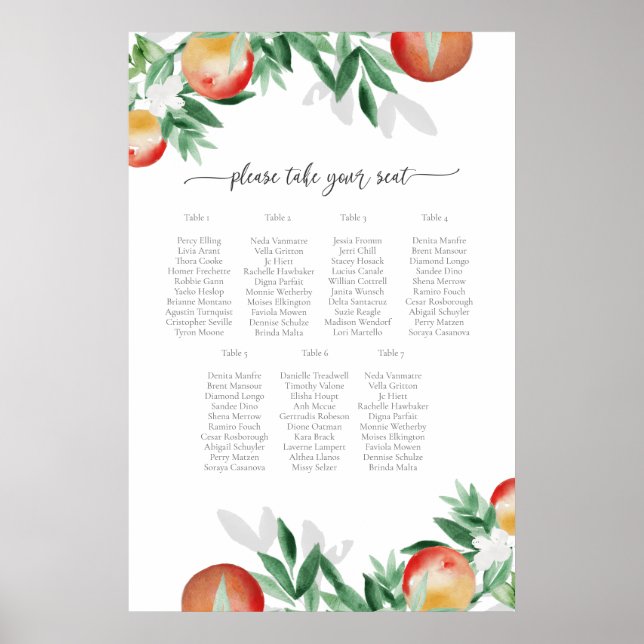Summer Orchard Seating Plan Poster (Front)