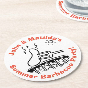 Summer Outdoor Garden Party Barbecue Round Paper Coaster