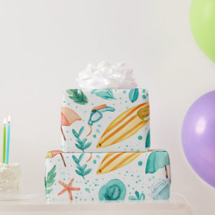 Summer Outdoor Watercolor Camping Beach Wrapping Paper