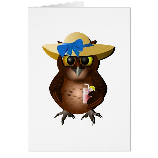 Summer Owl With Hat & Drink (Front)