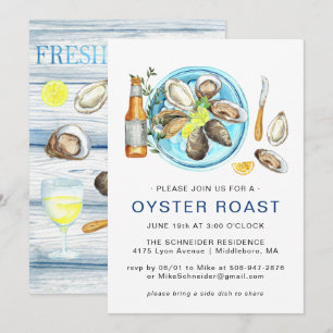 Summer Oyster Roast   Seafood Bake Cookout Invitation