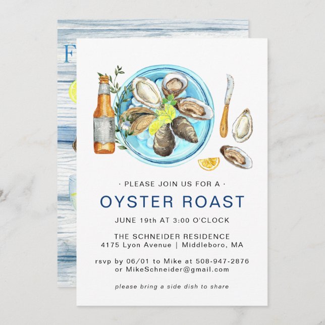 Summer Oyster Roast | Seafood Bake Cookout Invitation (Front/Back)