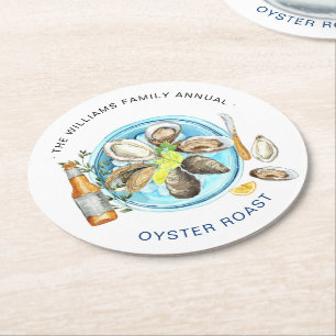 Summer Oyster Roast   Seafood Bake Cookout Round Paper Coaster