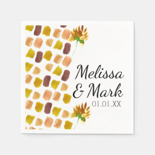 Summer Painterly Yellow Floral Watercolor Wedding Napkin