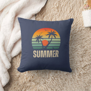 Summer Palm Tree and Sunset Printed Kids Pillowcas Cushion