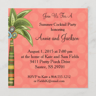 Summer Palm Tree Cocktail Party Invite Peachy