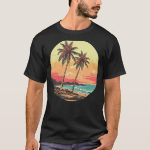 Summer Palm Tree Tropical Beach Vintage Retro Styl T-Shirt