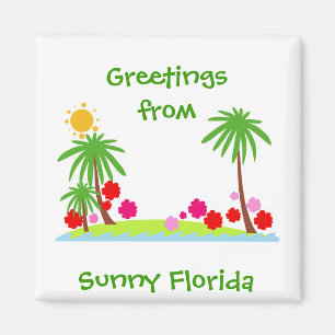 Summer--palm trees and sun refrigerator magnet