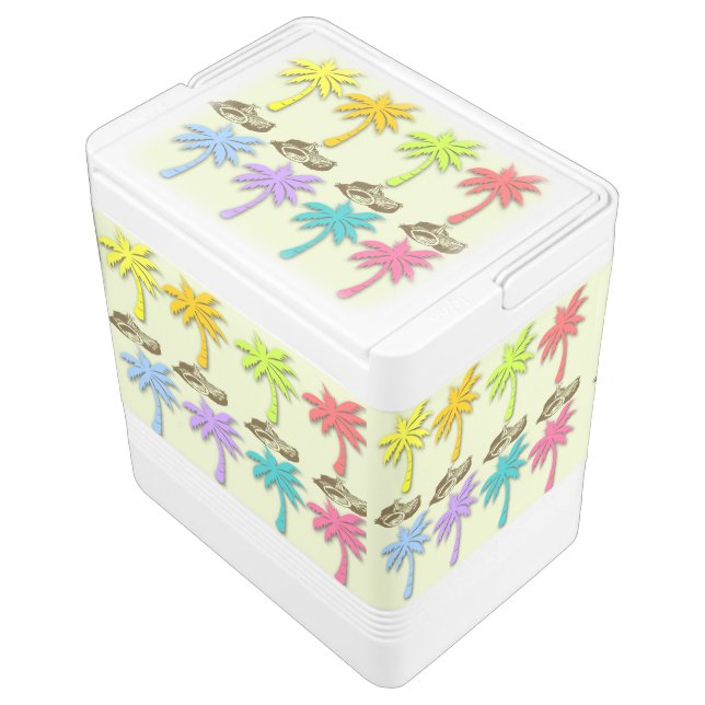 Summer Palm Trees Igloo Can Cooler Chilly Bin (Angled)