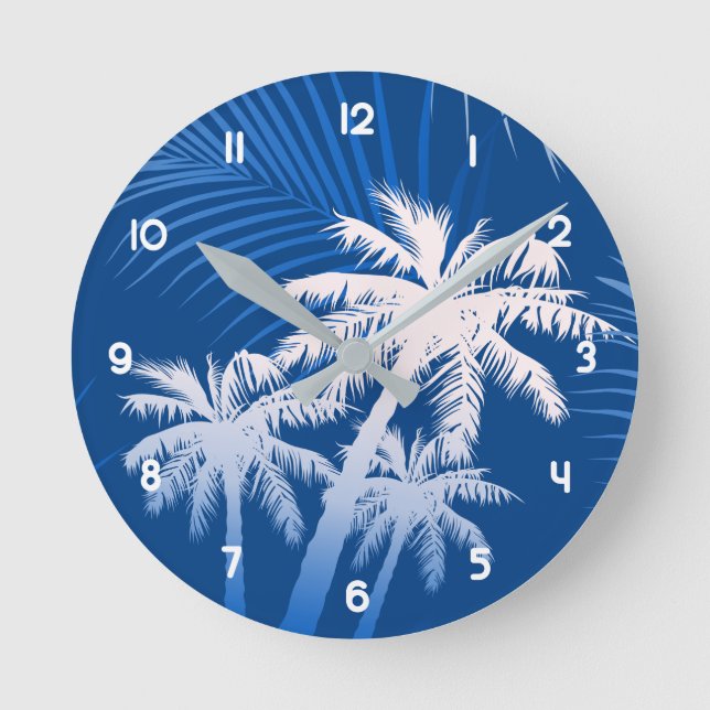 Summer palm trees round clock (Front)