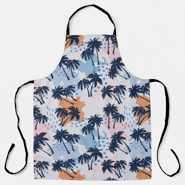 Summer palm trees seamless pattern,coconut palm tr apron (Front)