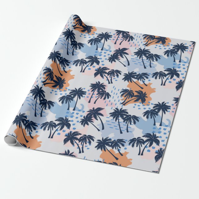 Summer palm trees seamless pattern,coconut palm tr wrapping paper (Unrolled)