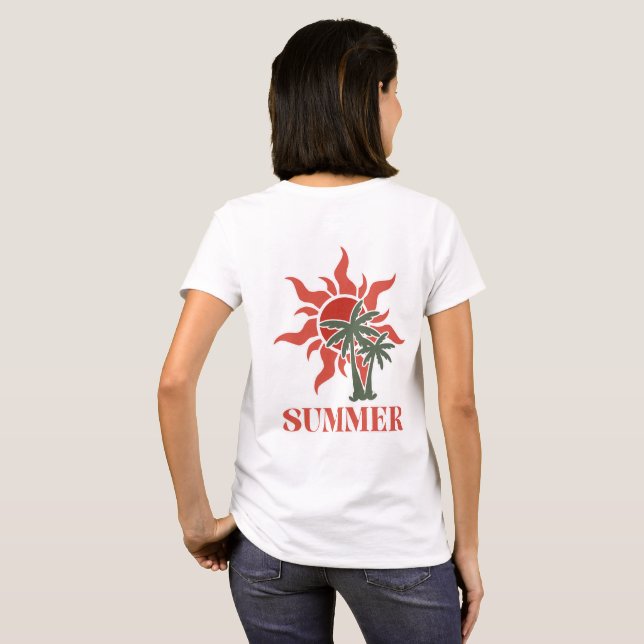 Summer Palm Trees Sun Retro Tropical T-Shirt (Back Full)