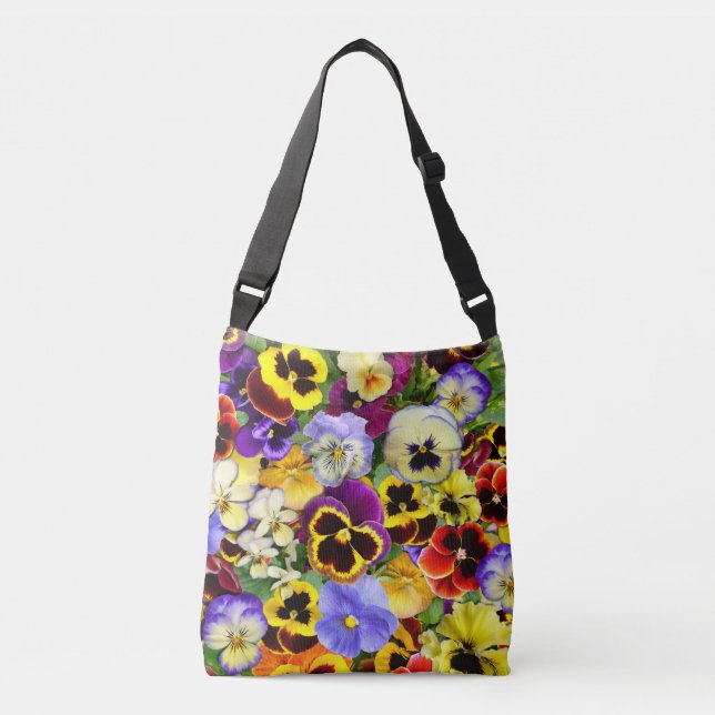Summer Pansies Crossbody Bag (Front)