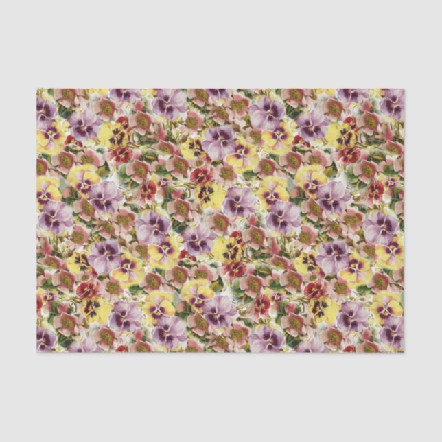 Summer pansies wild flower pattern tissue paper (Front)