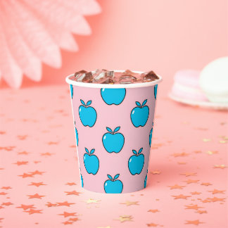 Summer Paper Cups of Blue Apple Print – 8oz