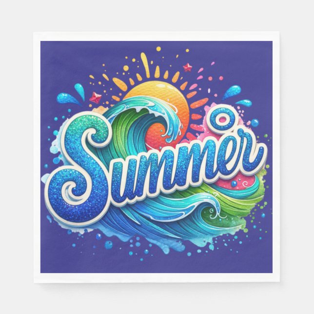 "Summer" Paper Napkins. Napkin (Front)