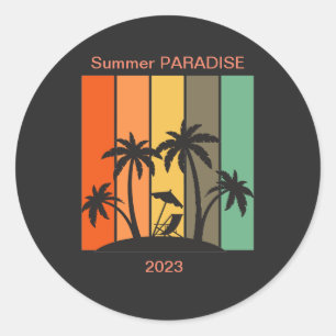 Summer PARADISE 2023 im Vintage Retro style T-Shir Classic Round Sticker