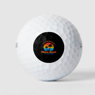 Summer Paradise Miami Beach Florida-Sunset-Palms Golf Balls