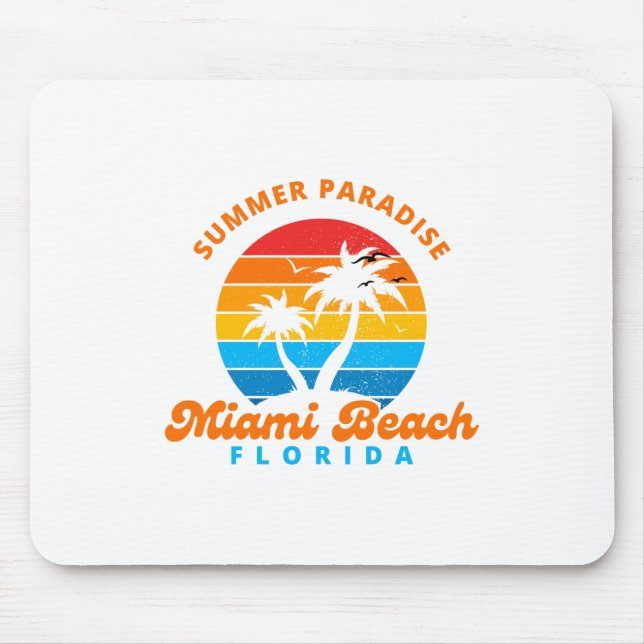 Summer Paradise Miami Beach Florida-Sunset-Palms Mouse Pad (Front)