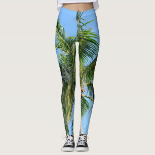 Summer Paradise Palm Tree #2 #tropical #wall #art Leggings