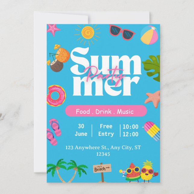 Summer Party Beach Invitation (Front)