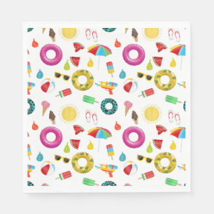 Summer Party Beach Pool Fun Pattern Napkin