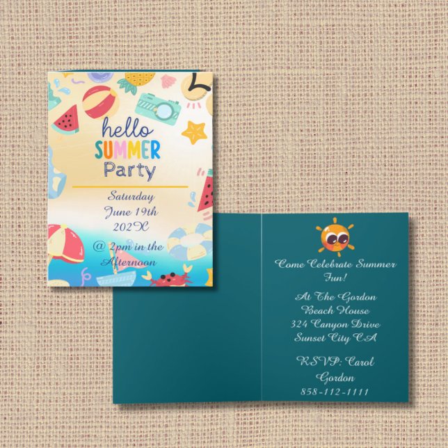 Summer Party Festival Birthday Colourful Beach  Invitation (Creator Uploaded)