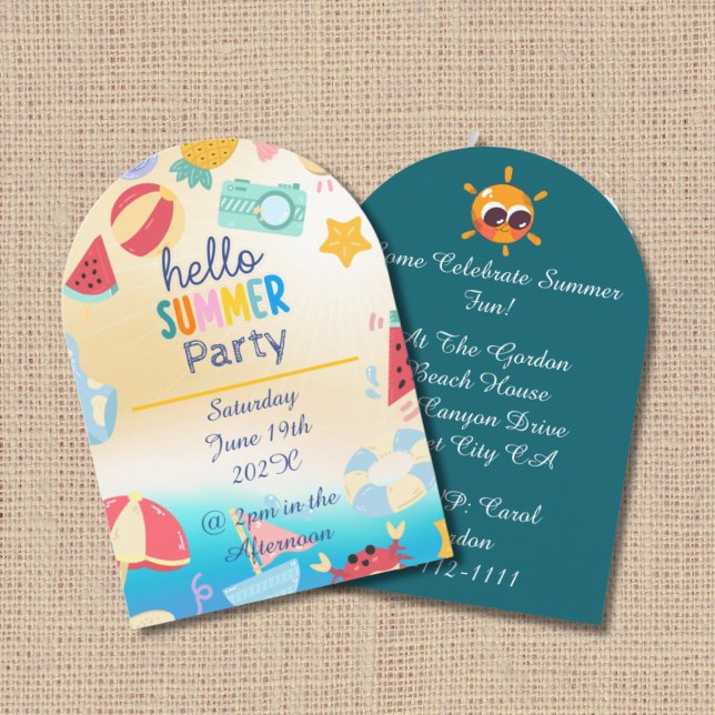 Summer Party Festival Birthday Colourful Beach  Invitation (Creator Uploaded)