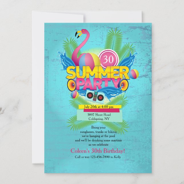 Summer Party Flamingo Invitation (Front)