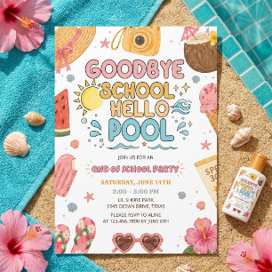 Summer Party Goodbye School Hello Pool Invitation 