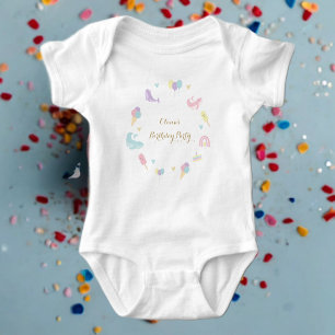 Summer Party Ice Cream Calligraphy Birthday Party Baby Bodysuit