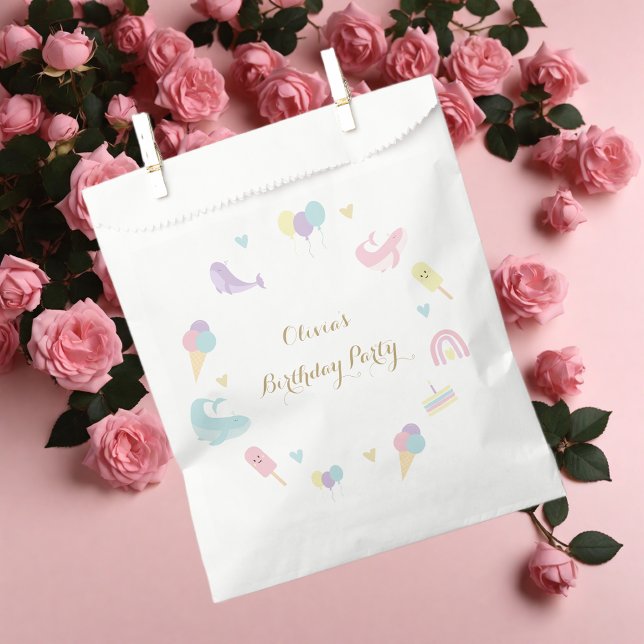 Summer Party Ice Cream Calligraphy Birthday Party Favour Bags (Creator Uploaded)