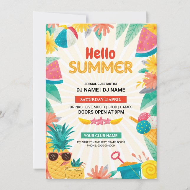 Summer Party Invitation Flyer Template (Front)